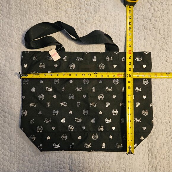 NWT PINK Victoria's Secret Black Tote Bag Purse Handbag Travel - Picture 2 of 2